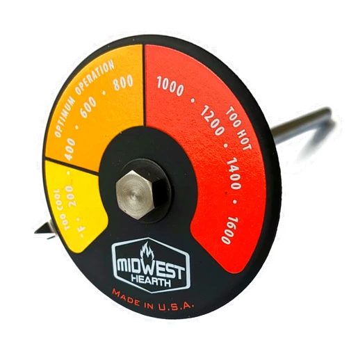 Midwest Hearth Probe Thermometer for Wood Stove with Double Wall Flue Pipe (Made in USA)
