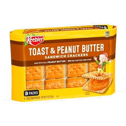 Azeko Keeblers Toast and Peanut Butter Sandwich Crackers 11 Oz Tray (8 Pack)