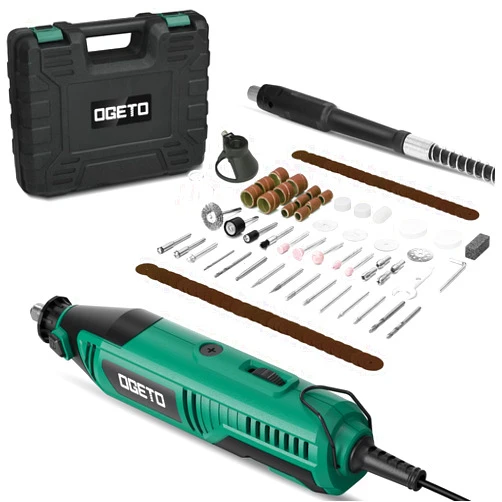 Ogeto Corded Power Rotary Tools with 6 Variable Speeds, 131 Accessories, Powerful Engraver, Polisher, and Sander, 5000-35000RPM Electric Drill Set for Handmade Projects and DIY Creations