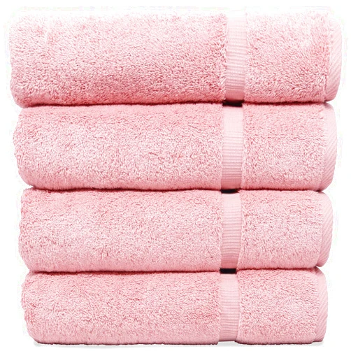 BC BARE COTTON Luxury Hotel & Spa Collection Highly Absorbent, Quick Dry 100% Turkish Cotton 700 GSM, Eco Friendly Towel, for Bathroom Dobby Border Soft Bath Towel Set 27 X 54 -Pink, Bath Towels - Set of 4