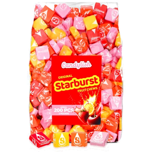 Candylish Starburst Original Fruit Chews Candy, 2 Pounds Bulk - Approx. 200 Assorted Individually Wrapped Pieces
