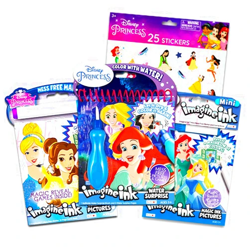 Disney Princess Imagine Ink Activity Book Set -- 3 Magic Disney Princess Coloring Books for Girls Kids Toddlers with Invisible Ink Pens, Stickers, Games, Puzzles, Mazes and More
