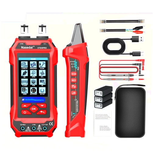 Nasedal Network Cable Tester Optical Power Meter VFL Multimeter 4 in 1,Wire Tracer Toner Generator RJ45 CAT5 CAT6 CAT7 CAT8 UTP STP QC Test Cable Length Cable Maping Cable Scan Port Flashng POE Tester
