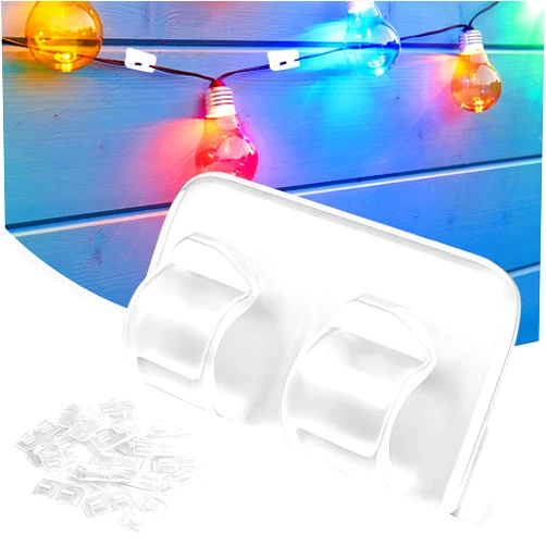 Cyauskoe Hooks for Outdoor Lights, 25Pcs String Light Clips, Heavy Duty Cable Clip, Clear Outdoor Adhesive Hooks for Hanging Indoor & Outdoor String Lights, Outside String Lights for Halloween Christmas