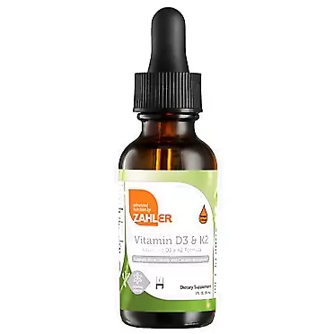Zahler Vitamin D3 & K2 Liquid, 1000IU of Vitamin D and 1000mcg of K2 per Serving, Supports Bone Density and Calcium Absoprtion, 1Fl Oz.