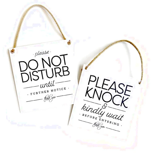 Reilly Originals ONE 6x6 Inch Two-Sided Sign, Knock & Kindly Wait, Do Not Disturb ~ Exclusive Value Series with Elegant Designer Graphics ~ Ready to Hang (White)