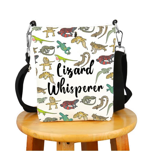 G2TUP Gecko Reptile Lover Gift Lizard Whisperer Crossbody Bag Leopard Gecko Lover Travel Bag Lizard Owner Gift