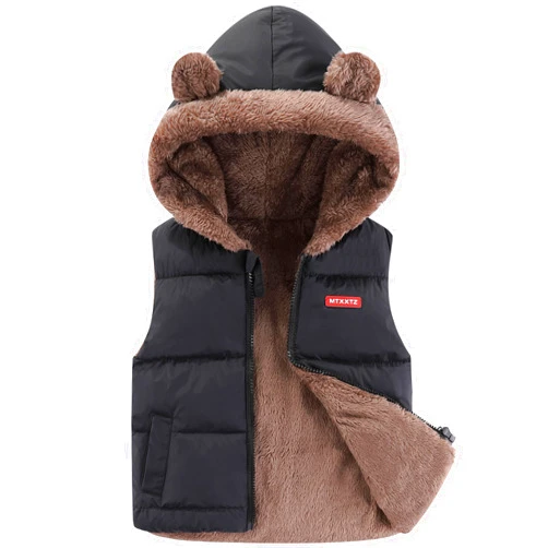 AIWUHE Toddler Boys Girls Hooded Puffer Vest Padded Warm Winter Jacket Sleeveless Bear ears Zipper Up Coat with pocket 1-7Y