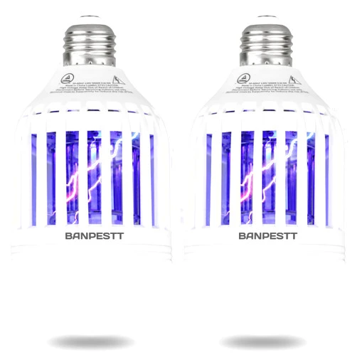 BANPESTT [2-Pack] BANPESTT Bug Zapper Light Bulb 2-in-1 Indoor Mosquito Zapper Gnat Trap- Electric Fly Insect Killer&Bug Catcher for Home Backyard Patio