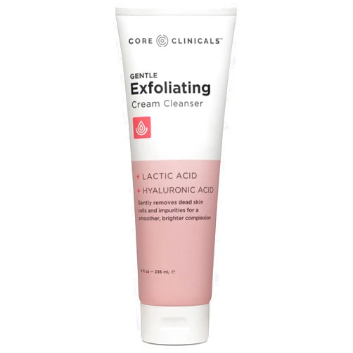 Core Clinicals Gentle Exfoliating Cream Cleanser — Lactic Acid & Hyaluronic Acid | Removes Impurities, Smooths & Hydrates | Made in USA & Cruelty Free (8 Fl Oz)