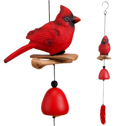 Gardenvy Cardinal Bird Wind Chime, Cardinal Gifts for Glory Mother’s Love Gift, Bird Bell Chimes for Garden Backyard Church Hanging Decor, Red