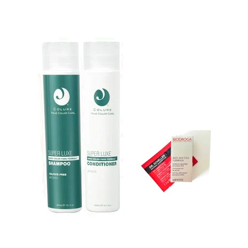 Colure True Color Care Super Luxe Shampoo & Conditioner Duo 10.1 oz Each + 2 Samples. Vegan, Cruelty Free, Organic. Free of Sulfates, Parabens, Dyes, Petrolatum, Wheat & Soy.