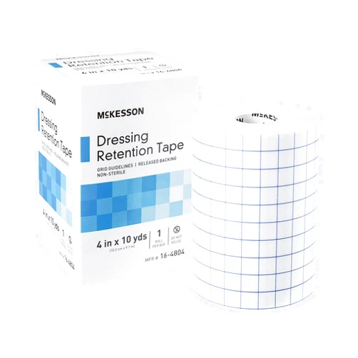 McKesson Dressing Retention Tape, Non-Sterile, Grid Guidelines, 4 in x 10 yd, 1 Roll