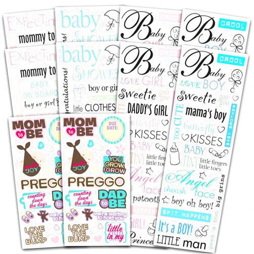 Forzik Gender Reveal Stickers Set ~ Bundle with Over 100 Baby Girl and Baby Boy Stickers for Decorations, Scrapbooking, Envelopes, Treats, and More | Gender Reveal Party Supplies and Favors