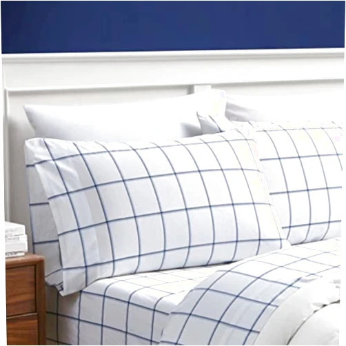 Nautica - Queen Sheet Set, Cotton Percale Bedding Set, Crisp & Cool, Lightweight & Breathable (Plot Blue, Queen)