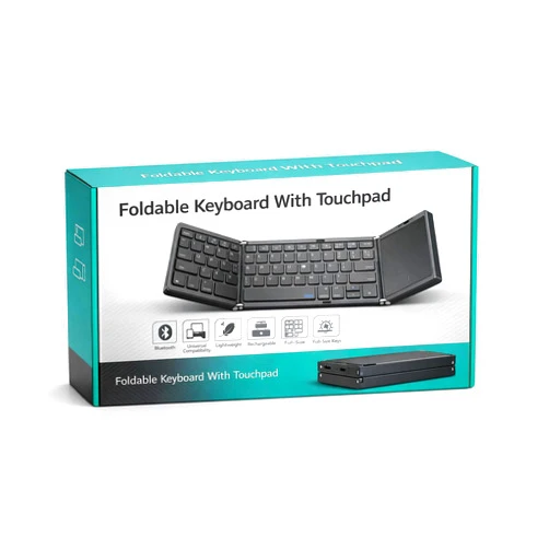 Generic Tri-Fold Bluetooth Keyboard with Touchpad – Portable Rechargeable Wireless Keyboard for iPad,iPhone, Android & Windows – Full-Size Typing, Compact Travel Design, US Layout