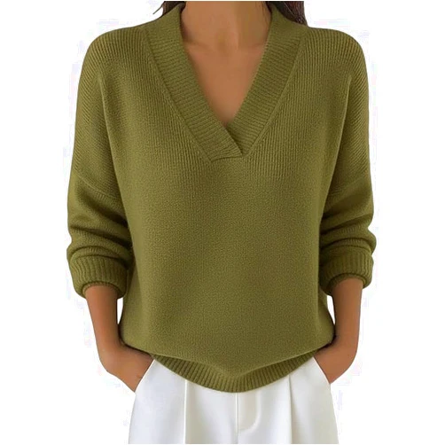 Kenhansion Womens V Neck Long Sleeve Knit Sweaters Fall Fashion Warm Sweater Tunic Tops Dressy Lightweight Casual Work Blouse