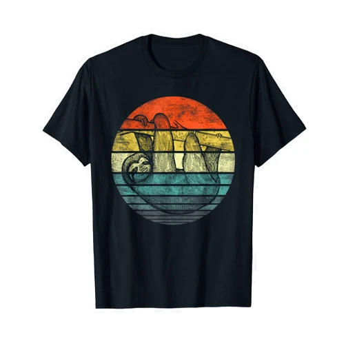 Lazy Sloth Lovers Gifts Sloth Lover Gifts Retro Sunset Funny Animal Sloth Silhouette T-Shirt