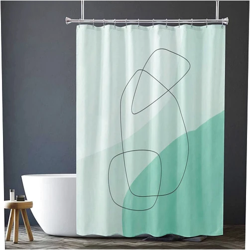 Qahing Fabric Shower Curtains for Bathroom Abstract Geometric Bathtub Treatment Drapes Decorative Waterproof Grommet Shower Curtains with Hooks for Home/Hotel/Spa, 72