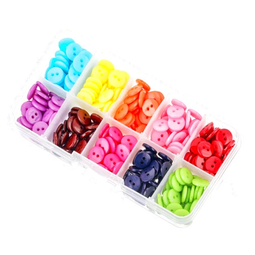 Teaaha 400 PCS Assorted Buttons for Crafts, 0.39 Inch(10mm) Buttons for Sewing, 2 Holes Resin Round Buttons for Crafting Arts DIY Mixed Color (Each Color 40PCS)