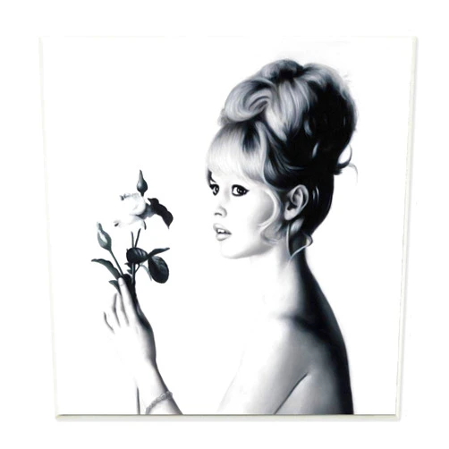 Stupell Industries Famous People Bardot Female Floral Side Portrait, Designed by Urban Road Art, 12 x 12, Wall Plaque