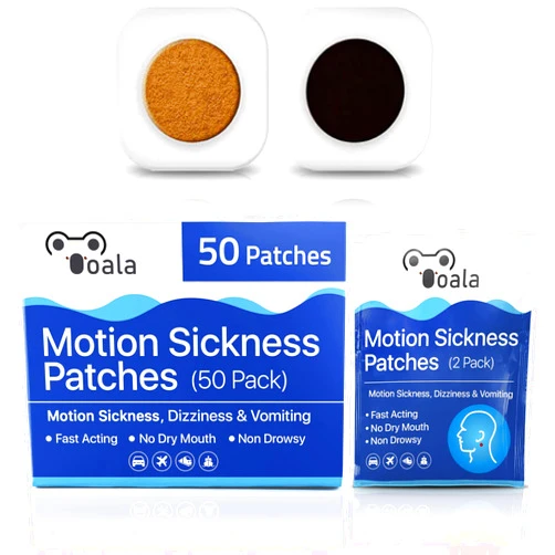 Ooala Motion Sickness Patches (50 Pack) | Rapidly and Naturally Relieves Motion Sickness in Children and Adults | Box of 50