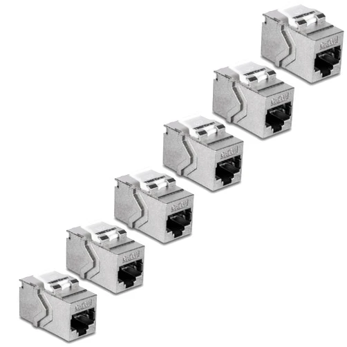 TRENDnet Cat6A RJ45 Keystone Inline Coupler Keystone Jack, 6-Pack, TC-KC06C6A, Keystone Jack Female to Female for Wall Plates & Blank Shielded Keystone Patch Panels, Ethernet Extender Adapter, Silver