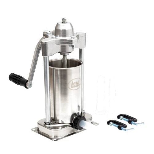 LEM Products Mighty Bite Vertical Stainless Steel 5 Pound Capacity Sausage Stuffer with Plastic Stuffing Tubes