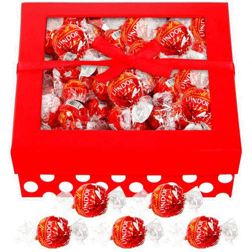Generic LindtLindor Milk Chocolate Truffles Mother’s Day Gift Box - Delicious Indulging Individually Wrapped LindtLINDOR Milk Chocolate Candy with Smooth Melting Truffle Center for Moms Heartfelt Present, 50 Count Box