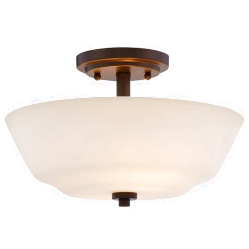 Nuvo Lighting 60/5906 Willow 2 Light 60W A19 max. Medium Base Semi-Flush Dome with White Glass, Aged Bronze