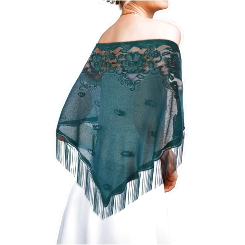 Geyoga Triangle Lace Shawls Women's Floral Lace Wraps with Tassels 1920s Scarf for Wedding Evening Party Dresses