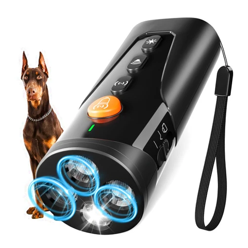 URCHIN Dog Bark Deterrent Device, 3X Ultrasonic Anti Barking Device 6 Modes Dog Trainer Rechargeable & Portable Safe Bark Control Indoor Outdoor for All Dogs with LED Flashlight - Black