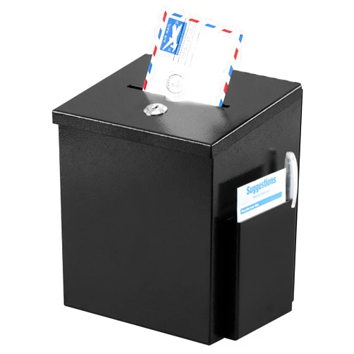 xydled Wall Mounted,Ballot&Donation Box with 50 Free Suggestion Cards,Metal Suggestion Box with Key Lock,Collection Box,Key Drop Box(Black),8.7