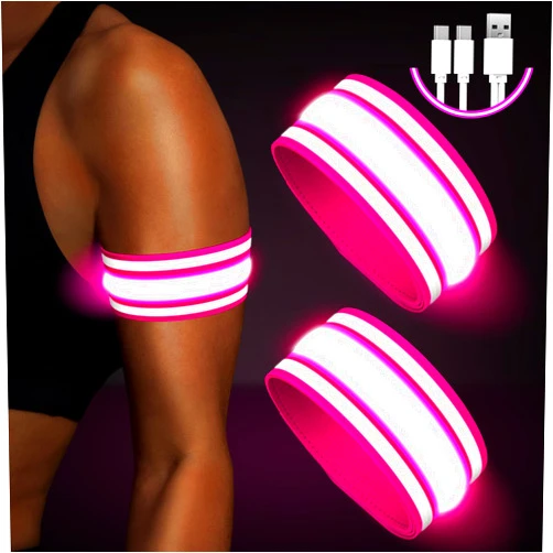 Fokia Kunbio Light Up LED Armband for Running Walking at Night,Reflective Arm Bands for Runners,Rechargeable Jogging Lights,High Visibility Night Running Safety Gear Adjustable Running Women Men Kids