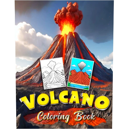 Mina Creations Volcano Coloring Book For Kids: Fun Volcano Coloring Pages For Boys and Girls Ages 4-12, Special Mountains Shown By 20 High-Quality Coloring Pages Inside