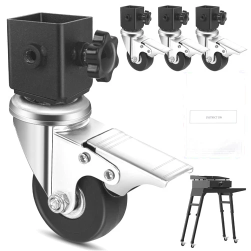 Petrirufun Caster Wheels Set for Blackstone Griddle Stand, 4 Pack Griddle Wheels with Brake for Blackstone 17