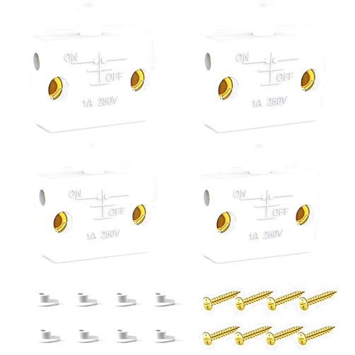 TAKHRWOD 4 pcs Cabinet Door Switch,Closet Light Switch ​for Wardrobe Applicable to 12V 24V 110V(White)