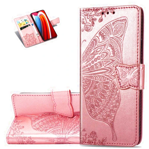 Asdsinfor Compatible with Xiaomi Redmi Note 9 Case Stylish Wallet Case Credit Cards Slot with Stand for PU Leather Shockproof Flip Magnetic Compatible with Xiaomi Redmi 10X Butterfly Rose Gold SD