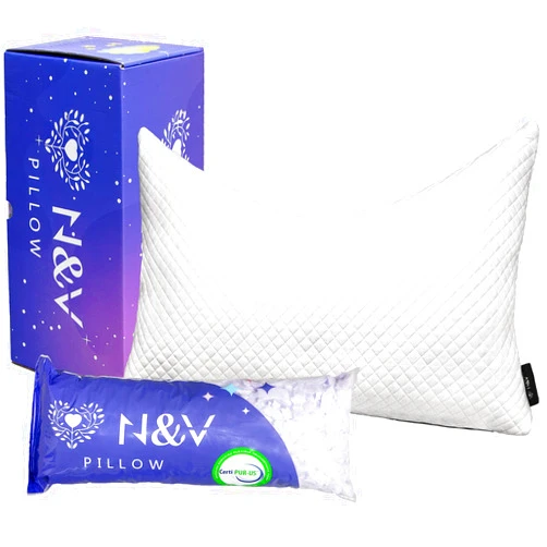 N&V Premium Side Sleeper Pillow, Shredded Lavender Essence Memory Foam Filling with Adjustable Loft, Machine Washable Bamboo Rayon for Side and All Type of Sleepers