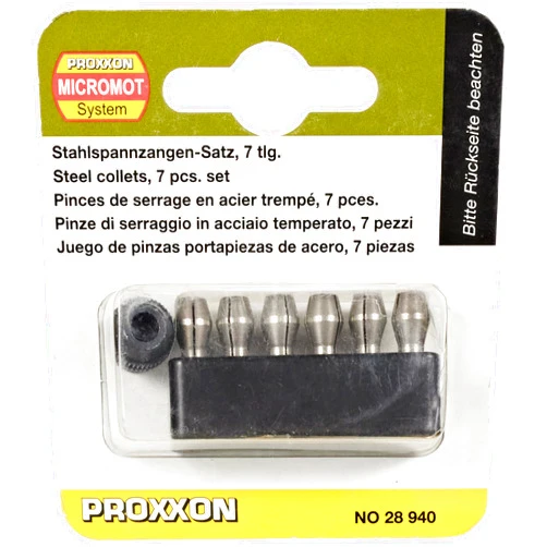 Proxxon 28940 Set of MICROMOT Steel Collets, 6-Piece,Black, Silver