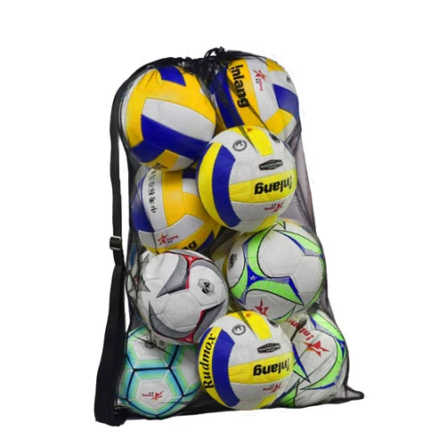 Rudmox Heavy Duty Mesh Ball Bag, Drawstring Sport Equipment Storage Bag for Basketball, Soccer, Sports Beach and Swimming Gears with Adjustable Shoulder Strap Outdoor Organizer