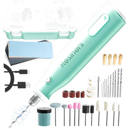 Resiners Cordless Rotary Tool Kit, Electric Resin Drill & Polishing Kit, 5-Speed Adjustable, 54pcs Jewelry Making Kit, Professional Machine for Resin Molding, Manicure, Wooden DIY Crafts