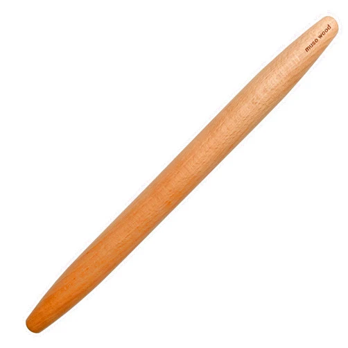 Muso Wood Wooden French Rolling Pin for Baking, Beech Wood Tapered Rolling Pin for Fondant Pie Crust Cookie Pastry(French 17.5-Inch)