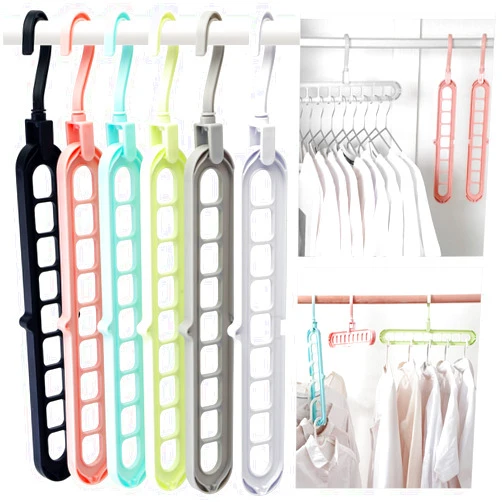 HEYHOUSE Closet Organizers and Storage,College Dorm Room Essentials,Pack of 6 Multifunctional Organizer Magic Space Saving Hangers with 9 Holes Storage Organization for Wardrobe Closet