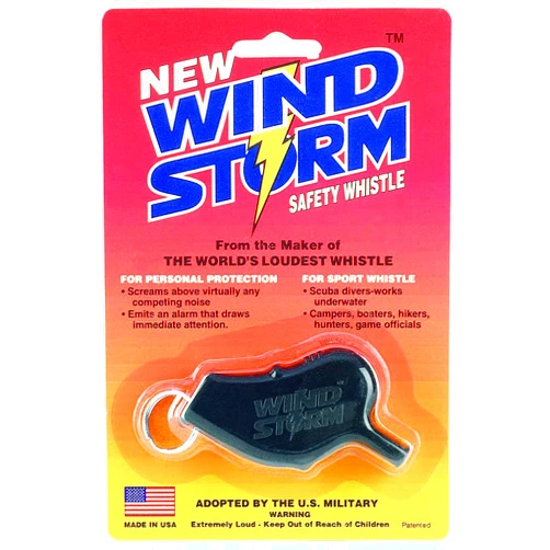All Weather Safety Whistle Windstorm Whistle, Black