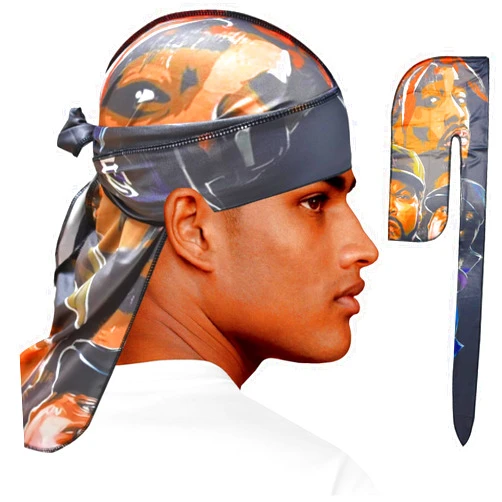 YARWAYER Durag for Men Silk Durag Satin Durag Designer Durag Silk Hair Scarf Wave Cap Head Scarf Silk Durag Bandana