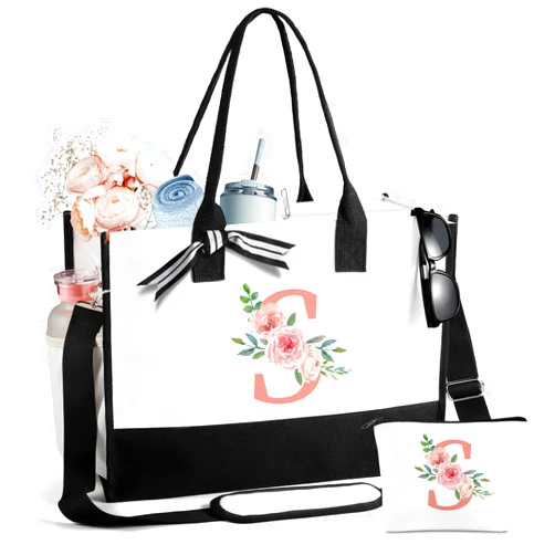 FURTOM Personalized Gifts Canvas Tote Bags for Women Shopping Bag Reusable Grocery Bags Shoulder Bag Women Mrs Friends Teacher Sister