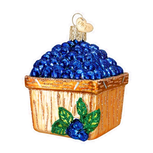 Old World Christmas Ornaments: Fruit Selection Glass Blown Ornaments for Christmas Tree, Basket of Blueberries, 2¾
