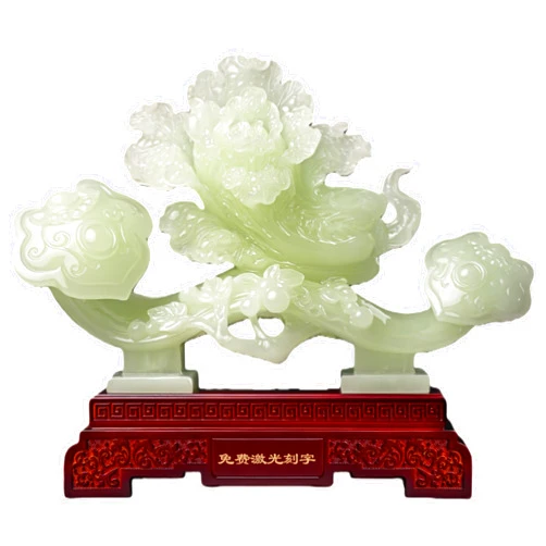 Aris & Juno Synthetic Jade & Resin Bai CAI Ru Yi Statue, Good Fortune & Prosperity Figurine with Two Color Options for Home Decor, Office Desk Ornament, Housewarming Gift (Milky Jade Color, S)