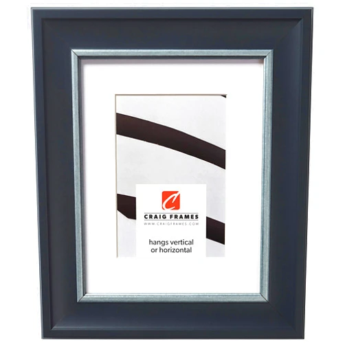 Craig Frames Martin, 11 x 14 Inch Black and Silver Picture Frame Matted to Display an 8 x 10 Inch Photo